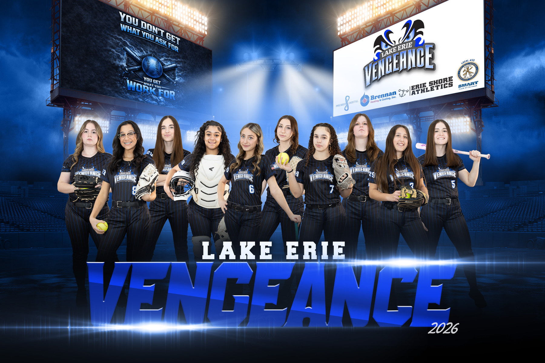 Lake Erie Vengeance players and coaches together for the October 2026 team photo
